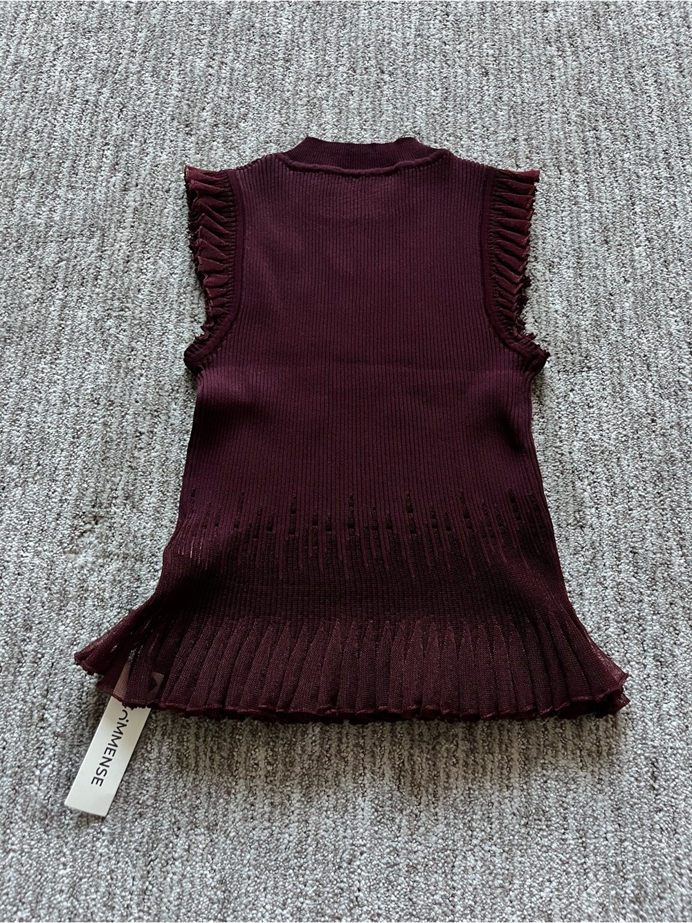 Commense Ribbed Knit Ruffle Top size XS NWT - Picture 2 of 7